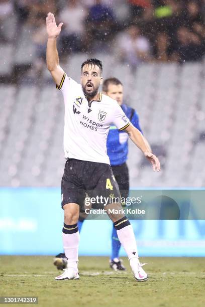 Benat Etxebarria of Macarthur FC appeals to the referee during the A-League match between Macarthur FC and Adelaide United at Campbelltown Stadium,...