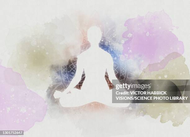 stockillustraties, clipart, cartoons en iconen met meditation, illustration - beeldtechniek