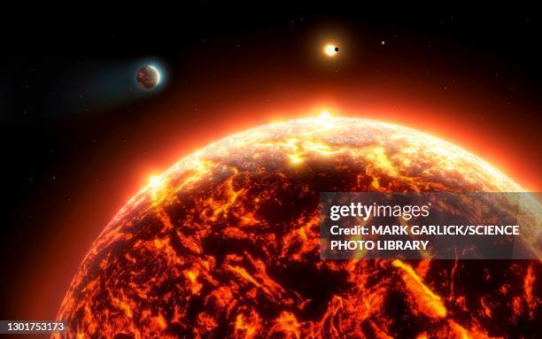 artwork of a molten exoplanet - extrasolarer planet stock-grafiken, -clipart, -cartoons und -symbole