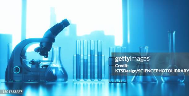 biological research, conceptual illustration - chemistry lab stock illustrations