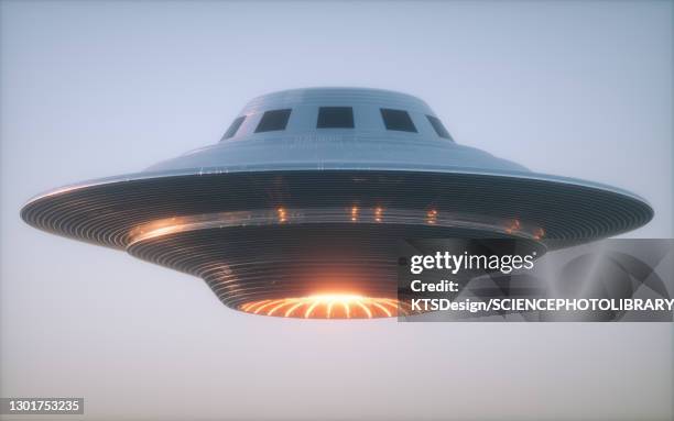 illustrazioni stock, clip art, cartoni animati e icone di tendenza di unidentified flying object, illustration - aliens spaceship