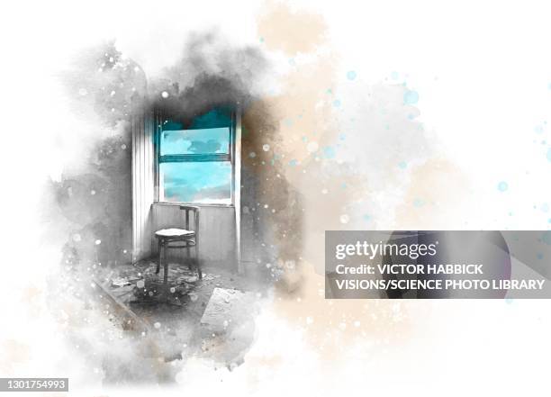 loneliness, conceptual illustration - abandoned stock illustrations