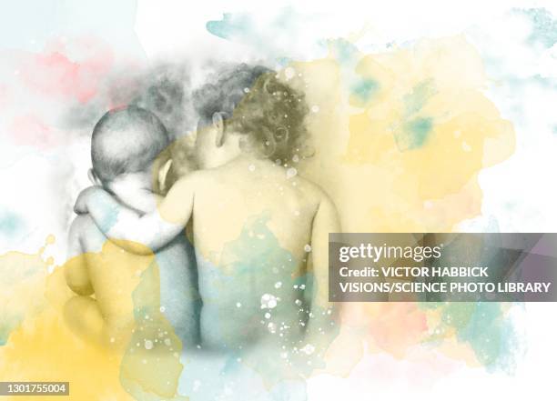siblings, illustration - siblings hugging stock illustrations