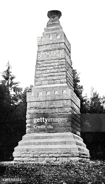 otto von bismarck memorial column in keilhau - bismarck rocks stock illustrations