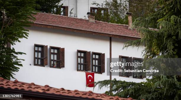 village house with wooden windows, city of safranbolu with traditional houses,safranbolu , turkey. - safranbolu turkey stock pictures, royalty-free photos & images