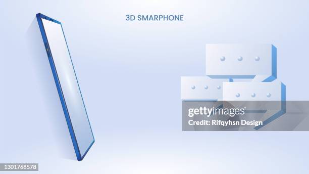 3d smartphone with message balloon. vector mock up - isometric speach bubble stock illustrations