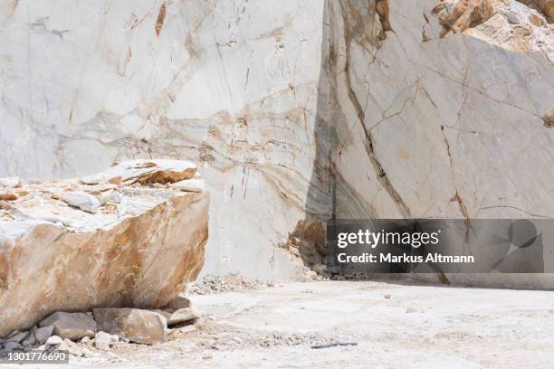 wall of marble in quarry, carrara, italy - marble quarry ストックフォトと画像