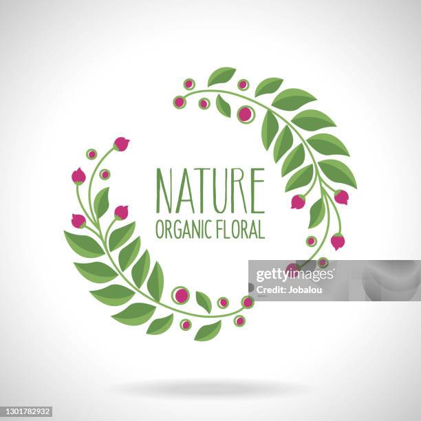 organic nature floral emblem - herbal logo stock illustrations