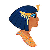 Egyptian queen Cleopatra isolated vector illustration.