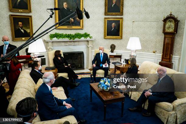 President Joe Biden and Vice President Kamala Harris meet with governors and mayors, including Governor Andrew Cuomo , Governor Asa Hutchinson ,...