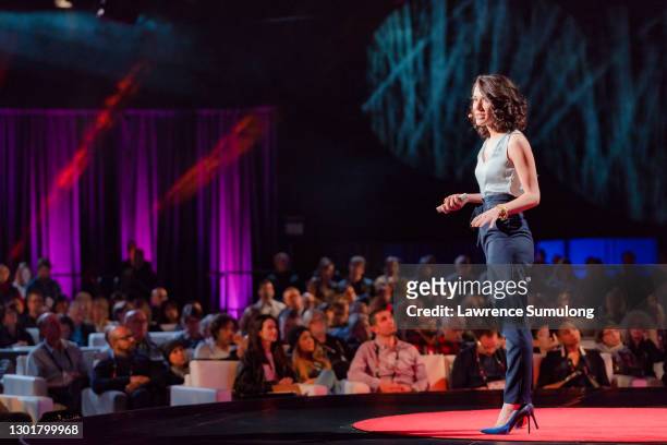 Pediatrician Lucy Marcil speaks at TED2018 - The Age of Amazement on April 10, 2018 in Vancouver, Canada.