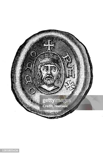 king's seal of emperor otto i - emperor stock illustrations