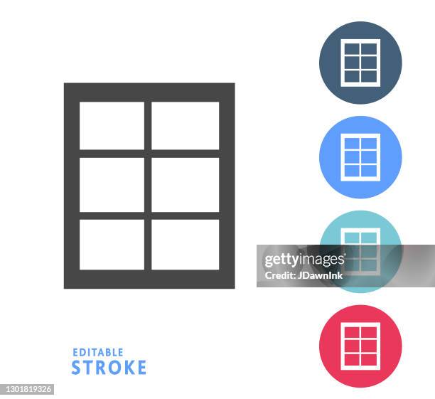 home efficiency home window icon set with multi-colored circles - round window stock illustrations