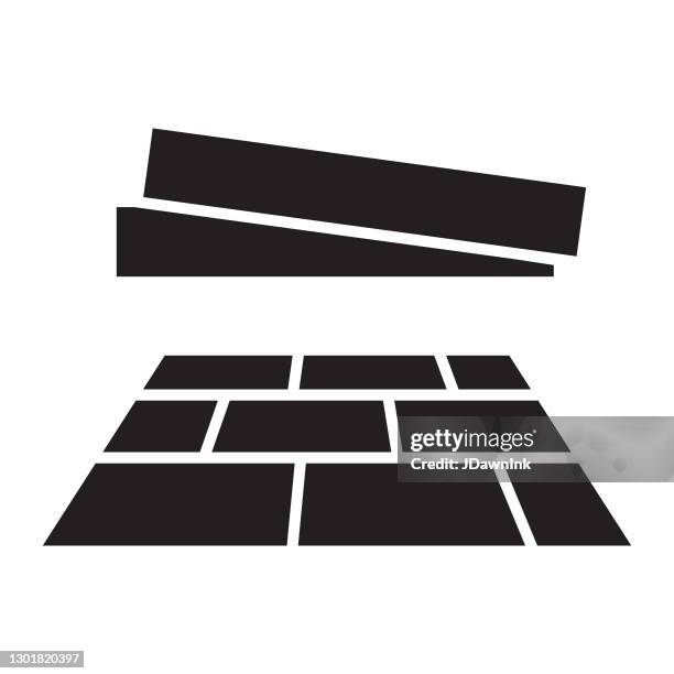 home efficiency laminate flooring icon - solid 100% black fill - lamination icon stock illustrations