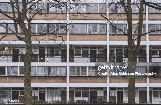 facade of a public housing apartment block in uk - council flats stock pictures, royalty-free photos & images