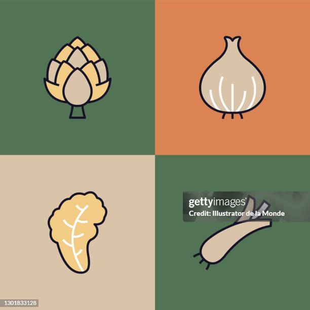vegetable icons - broccoli isolated stock illustrations