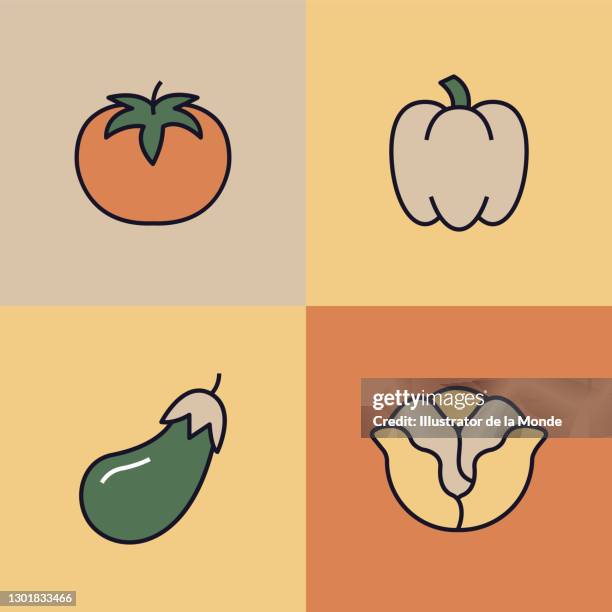 vegetable icons - broccoli isolated stock illustrations