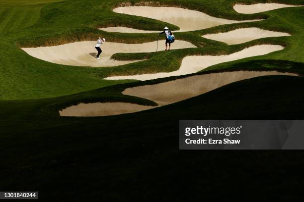Michael Gligic of Canada plays his third shot on the 11th hole during the second round of the AT&T Pebble Beach Pro-Am at Spyglass Hill Golf Course...