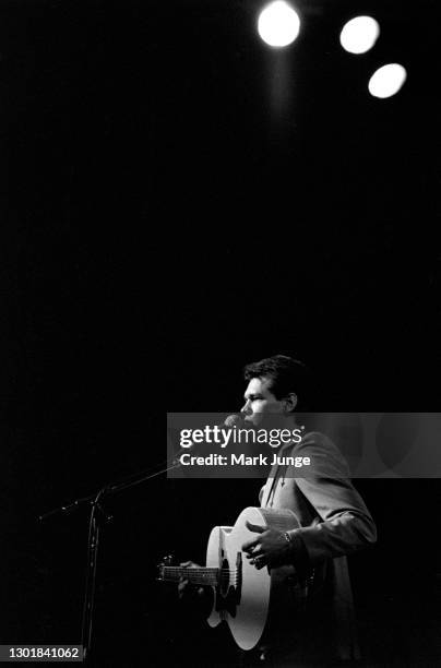 Randy Bruce Traywick, better known as Randy Travis, performs at the Cheyenne Frontier Days rodeo grounds on July, 1987 in Cheyenne, Wyoming. A...