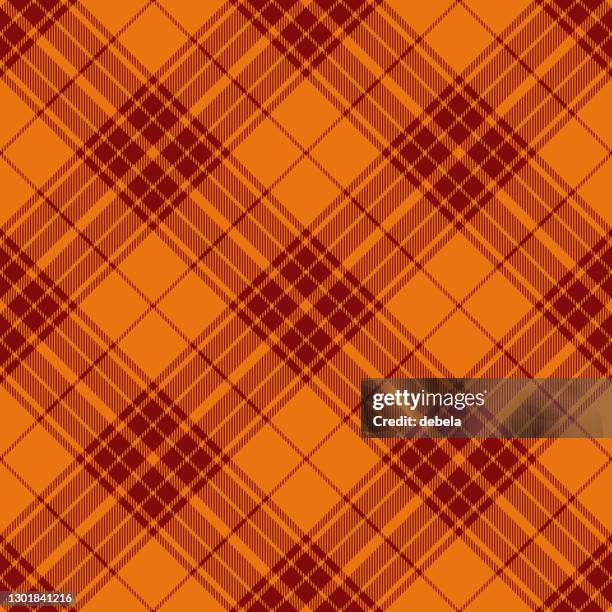 stockillustraties, clipart, cartoons en iconen met oranje en rode argyle tartan geruit patroon - vod