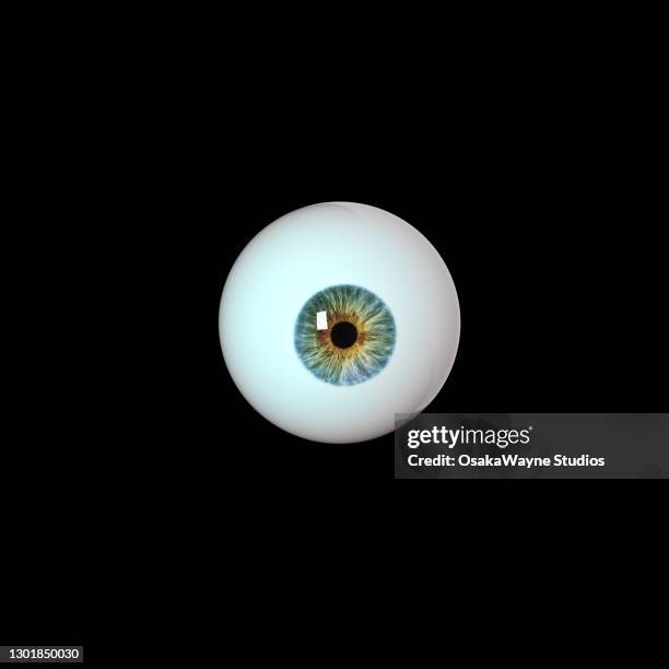glossy eye with colorful iris and light reflection - ögonglob bildbanksfoton och bilder