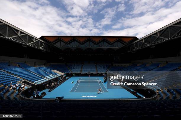 General view inside Margaret Court Arena in the Women's Singles third round match between Kaia Kanepi of Estonia and Donna Vekic of Croatia during...