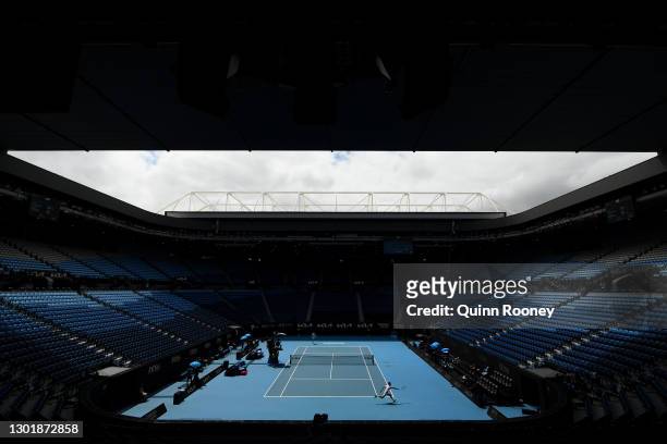 General view inside Rod Laver Arena during the Men's Singles third round match between Filip Krajinovic of Serbia and Daniil Medvedev of Russia...