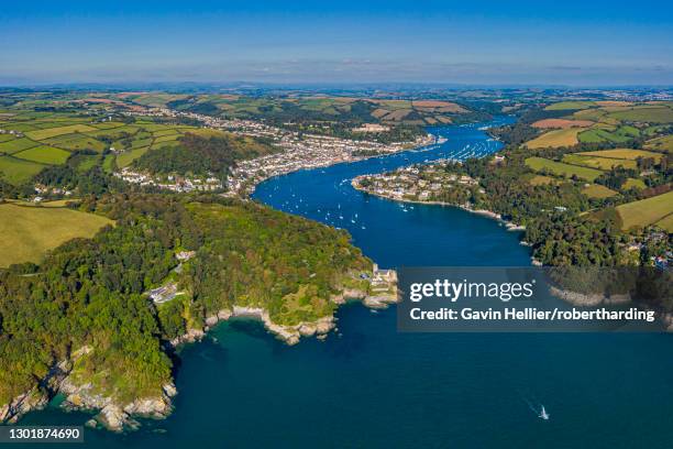 dartmouth castle guarding the entrance to the river dart, dartmouth, devon, england, united kingdom, europe - dartmouth - fotografias e filmes do acervo