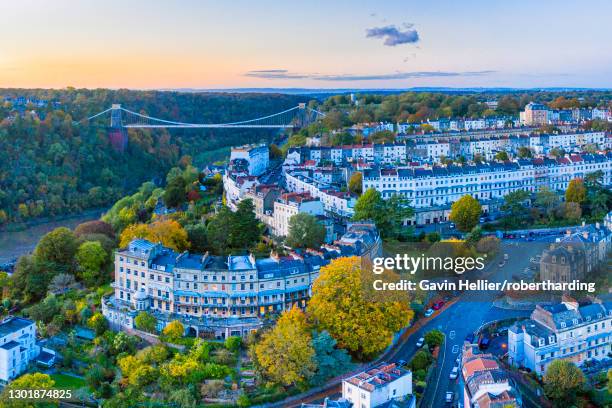 clifton suspension bridge spanning the river avon and linking clifton and leigh woods, bristol, england, united kingdom, europe - bristol houses stock pictures, royalty-free photos & images