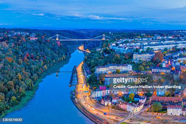clifton suspension bridge spanning the river avon and linking clifton and leigh woods, bristol, england, united kingdom, europe - bristol stock pictures, royalty-free photos & images