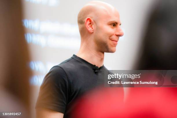 Psychologist Adam Grant of the Wharton School of the University of Pennsylvania holds a workshop at TED2018 - The Age of Amazement on April 11, 2018...