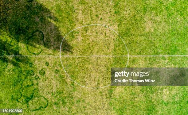 abstract view of a soccer field from above - soccer field outline stock pictures, royalty-free photos & images
