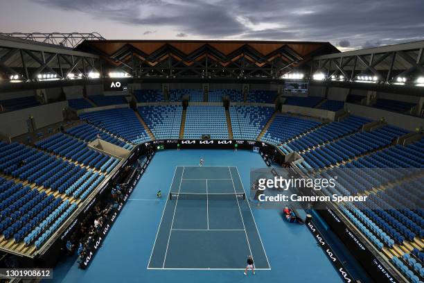 General view inside Margaret Court Arena during the Women's Singles third round match between Ashleigh Barty of Australia and Ekaterina Alexandrova...