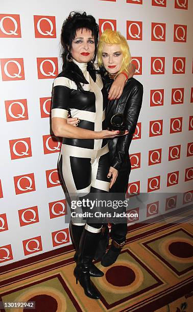 Siouxsie Sioux Winner of Oustanding Contribution to Music with Pam Hogg at the The Q Awards at The Grosvenor House Hotel on October 24, 2011 in...