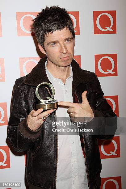 Noel Gallagher Winner of Q icon at The Grosvenor House Hotel on October 24, 2011 in London, England.