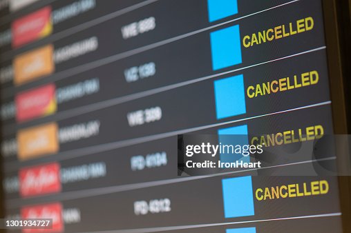 Departure flight board with cancelation at the Airport. Departure flight board with cancelation at the Airport.