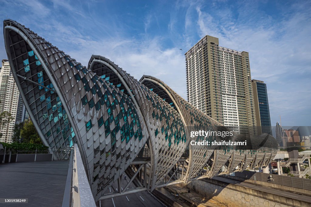 Saloma Link is a 69 metres combined pedestrian and bicyclist bridge across the Klang River in Kuala Lumpur. Directed northwest to southeast it joins the districts of Kampung Baru and Kuala Lumpur City Centre.