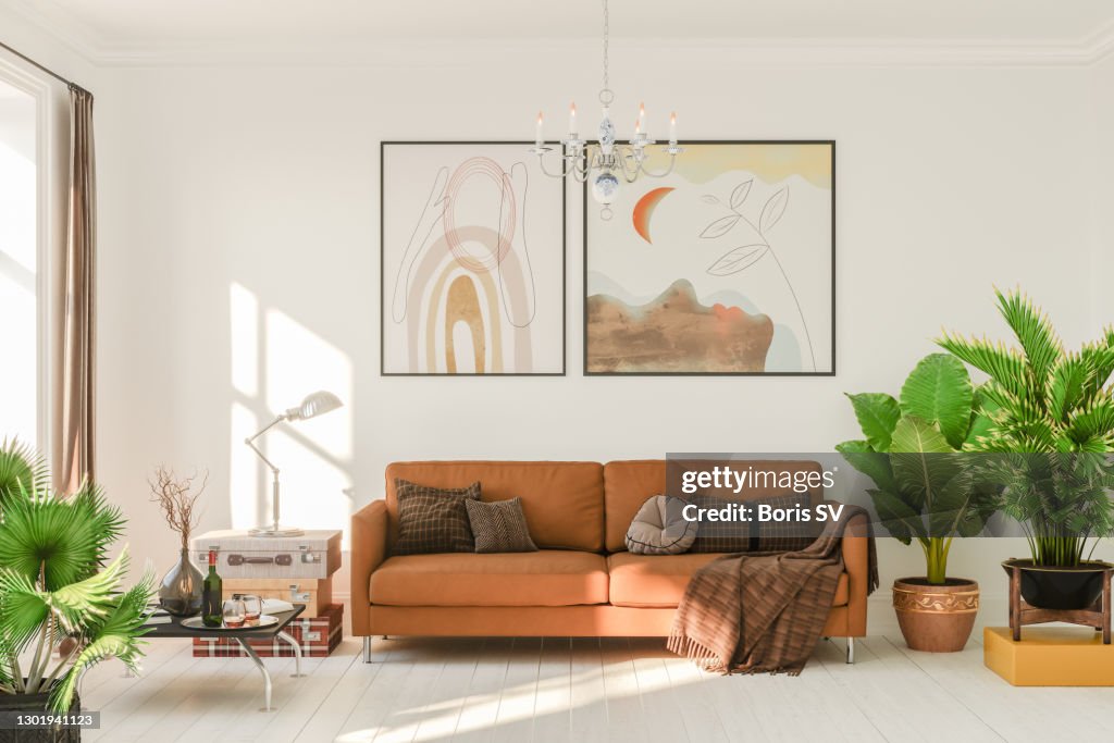 Living room in boho style
