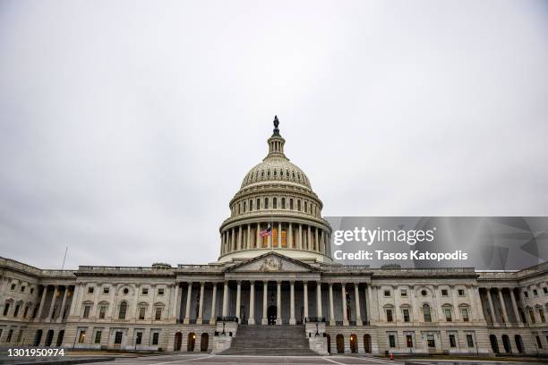 The US Capitol is scene on February 13, 2021 in Washington, DC. House impeachment managers will make the case that Trump was singularly responsible...