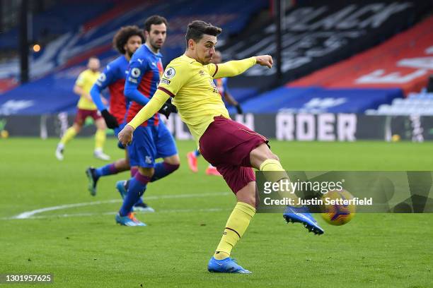 Matthew Lowton of Burnley scores their side's third goal during the Premier League match between Crystal Palace and Burnley at Selhurst Park on...