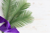 Lent palms and purple ribbon