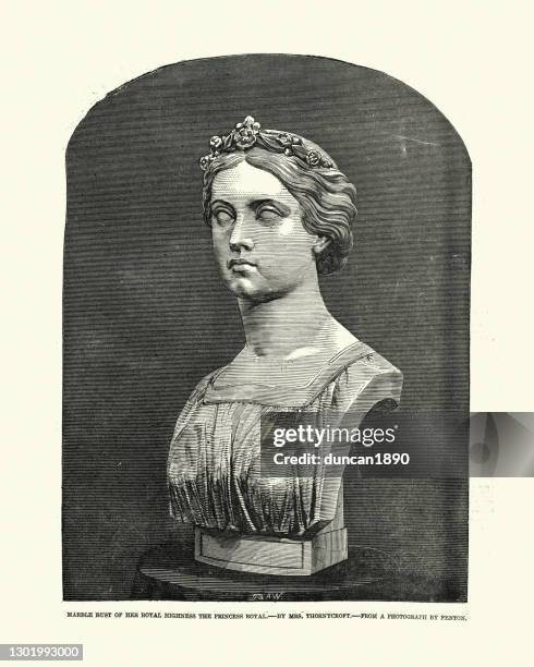 marble bust of victoria, princess royal - the statue of victoria stock illustrations