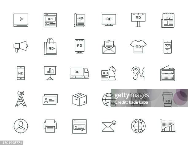 廣告細線系列 - 品牌 幅插畫檔、美工圖案、卡通及圖標