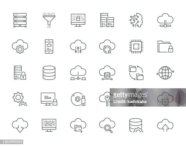 big data thin line series - cloud computing stock illustrations