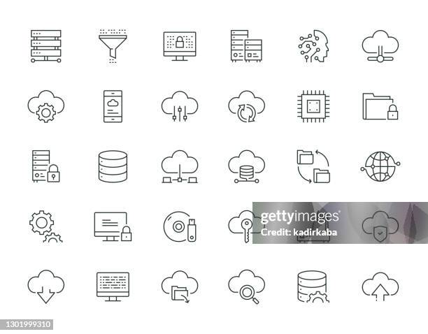 big data thin line series - cloud stock illustrations