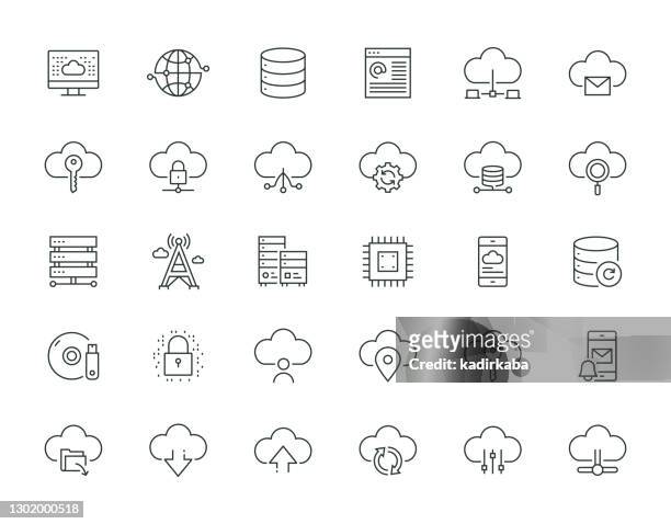 illustrations, cliparts, dessins animés et icônes de cloud service thin line series - cloud application