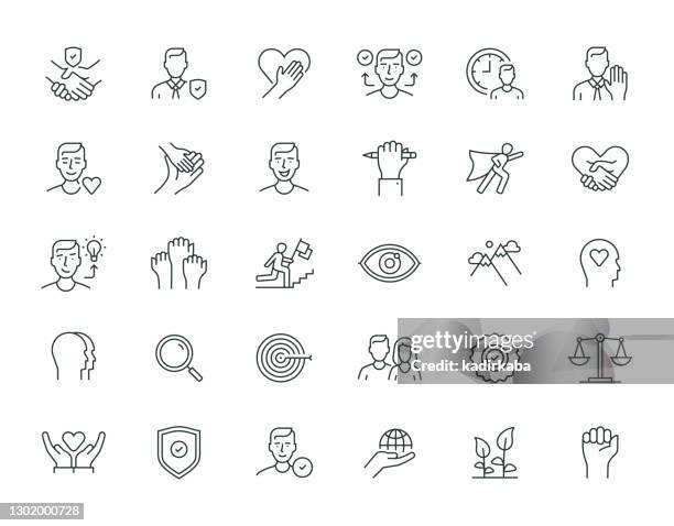 core values thin line series - vision and value proposition stock illustrations