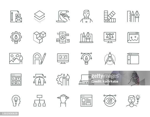 creative process thin line series - graphical user interface stock illustrations