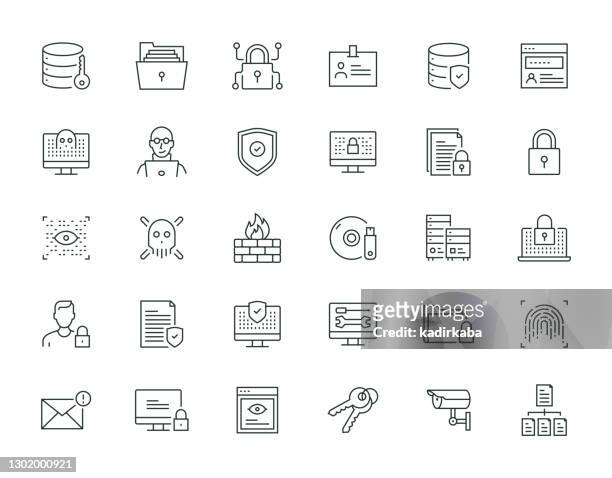 data security thin line series - access icon stock illustrations