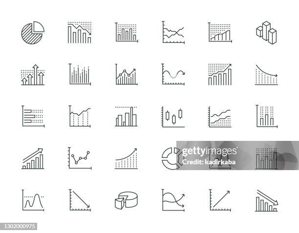 diagram and graph thin line series - bar chart stock illustrations